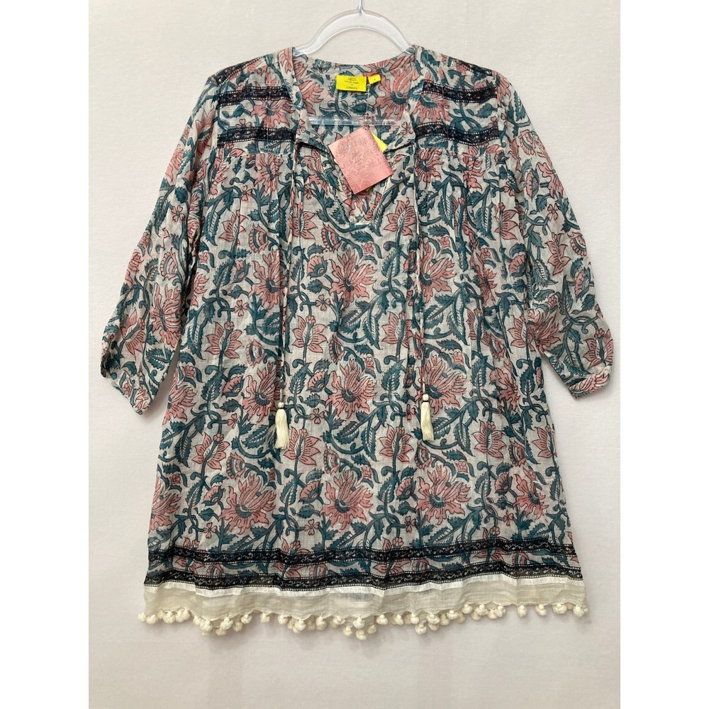 New Roller Rabbit for Gorsuch Tunic Small Floral Artsy Silk Blend Boho Peasant